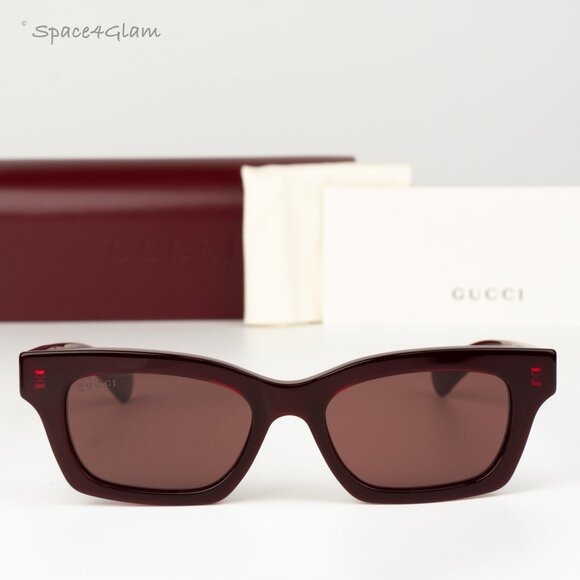 Gucci Women Sunglasses Red Burgundy Cat Eye GG1790S 004 NEW AUTHENTIC - Picture 3 of 10